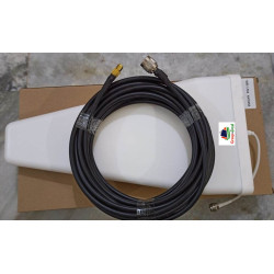 4G LTE Outdoor 12dbi LPDA Antenna for Boost Router Modem WiFi Network with 10 Meters Ultra Loss RG-58 Cable N Male to SMA Male RF Connectors