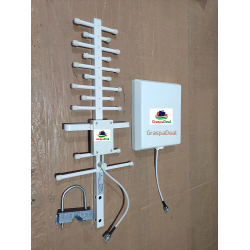 18 dbi Yagi Outdoor Directional Antenna + 7.5dbi Patch Panel Indoor  Antenna 700-2700 Mhz for 2G,3G, 4G Mobile Signal Booster