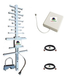 16dbi Yagi Outdoor Directional Antenna & 7.5 dbi Patch Panel Indoor Antenna with 2 Cable of 5 Mtr. N Male to N Male RG-58  for 2G,3G,4G, GSM Network Booster Antenna