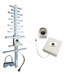 16 dbi Yagi Outdoor Antenna + 7.5dbi Patch Panel Indoor Antenna 698-2700 Mhz for 2G,3G, 4G Mobile Signal Booster