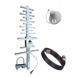 16dbi Yagi Outdoor Antenna & 4-5dbi Omni Ceiling Indoor Antenna for 2G,3G,4G, Network Enhancer/GSM Network Booster Antenna with 25 Mtr RG-58 Cable
