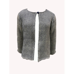  Knitted Wool Grey & White Short Winter Jacket For Women; Stylish, Warm & Comfortable, Size - M