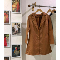 Solid Brown Colour Overcoat For Women, Size - M