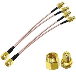 Dual SMA Female to SMA Male Adapter Splitter Coaxial Cable Y-Type RG-316 Pigtail Cable 15CM/ 6 Inch