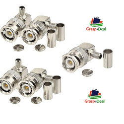 BNC Male Right Angle Crimp Connector for RG58 LMR195 RG142 Coax Cable Pack of 5