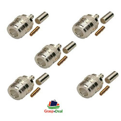 Connector N Female Cable Crimp for RG-58 Coaxial Cable (Pack of 5 Piece)