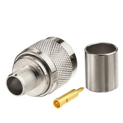 N Male Plug Crimp Rf Coaxial Connector 50 ohm for LMR400 Belden 9913 RG8 Nickel Machined Brass Construction Pack of 10