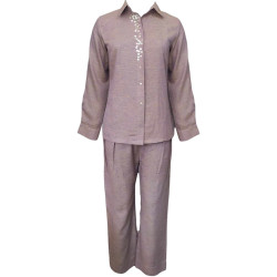 The Linen Story - Buttons Up - Purple Shirt & Pant Set, Linen Co-ord Set For Women