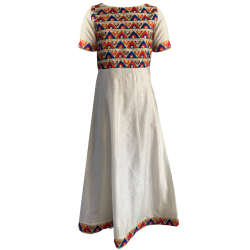 White Anarkali Suit Kurta With Multicoloured Embroidery Work, Ethnic Long Kurti For Women