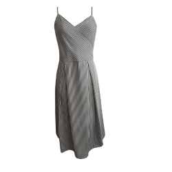 Black White Stripes Midi Dress for Women | Size : M, L, XL   