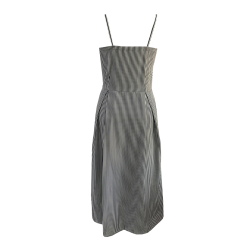 Black White Stripes Midi Dress for Women | Size : M, L, XL   