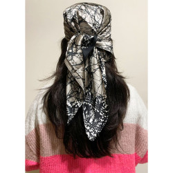 Appealing Abstract Pattern Square Small Satin Scarf for Women, Elegant Vintage Head/Neck Scarf