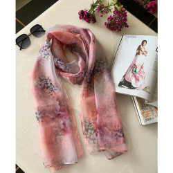 Fancy Women's Long Pink Scarf, Tissue Fabric, Lightweight & Soft