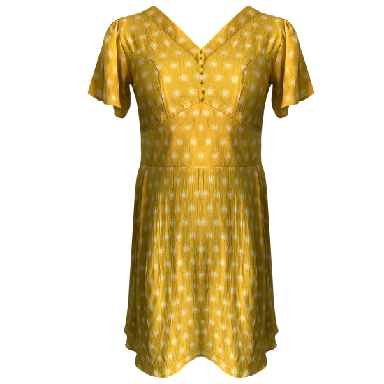 Yellow Cotton Printed Short Dress For Women, Perfect Summer Fit; Sizes - XS, S, M, L
