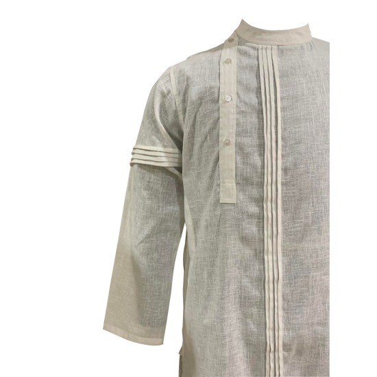 Modern Design White Long Kurta For Men With Full Sleeves