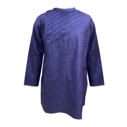 Blue Fancy Design Linen Fabric Long Kurta For Men