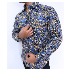 Multicoloured Printed Cotton Blend Full Sleeve Formal Shirt For Men