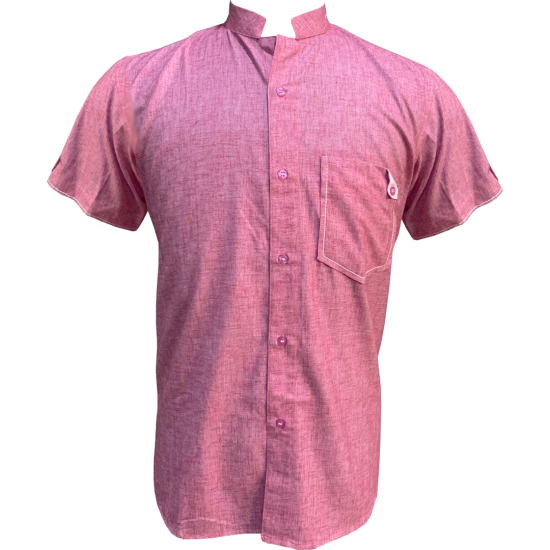 Pink Half Sleeve Linen Shirt For Men 