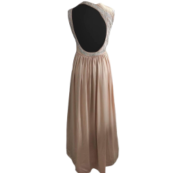Peach Pink Imported Satin Long Indo-Western Gown For Women