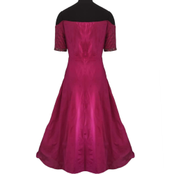 Dark Pink Off-Shoulder Indo-Western Gown For Women