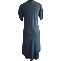 Casual Long Blue Cotton Kurti With Embroidery Work