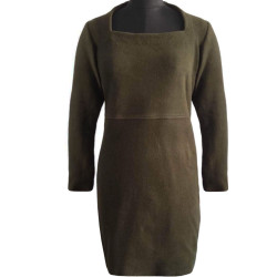 Deep Moss Green Winter Dress For Women, Comfortable & Stylish Women's Winterwear