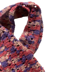 Pink & Purple Hand Knitted Long Warm Woolen Scarf / Muffler 