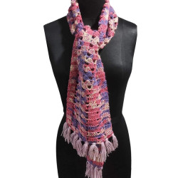 Pink & Purple Hand Knitted Long Warm Woolen Scarf / Muffler 
