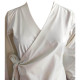 White Leather V Neck Side Knot Top For Women, Classy Winter Fits