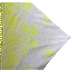 Printed Yellow & White Cotton Scarf, Lightweight Stole For Women
