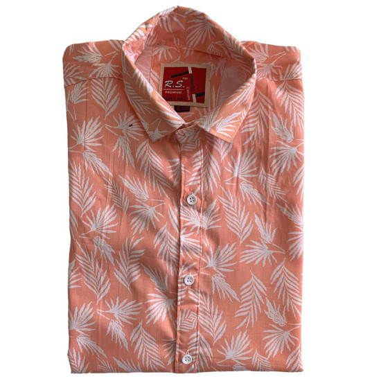 Casual Regular Fit Leaves Printed Cool Shirt For Men, Summer Fits