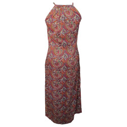 Multicoloured Full Length Sleeveless Dress With Slits On Both Sides, Perfect Summer Wear For Women