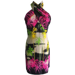 Tropical Print Halter Twist Dress For Women