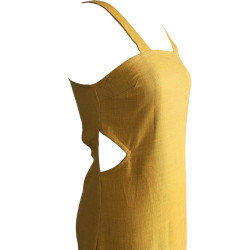 Casual Simple Yellow Cut Out Day Dress For Women 