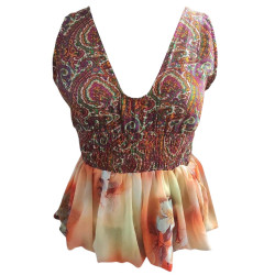 Multicoloured Printed Sleeveless Top / Blouse For Women For Summers