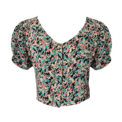 Multicolored Floral Printed Short Summer Top For Women, Perfect Casual Summer Fit