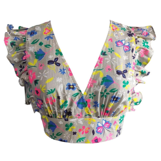 Floral Print Cute V-Neck Short Summer Top For Women, Summer Fits