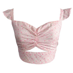 Pink Printed Cute & Fancy Summer Crop Top For Women, Summer Fits