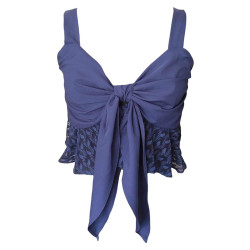 Beautiful Deep Blue Short Sleeveless Summer Top For Women