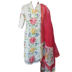 Multicolored Floral Printed Stitched Cotton Kurti With Dupatta For Women, Kota Doria Kurti-Dupatta Set For Women (Set Of 2)