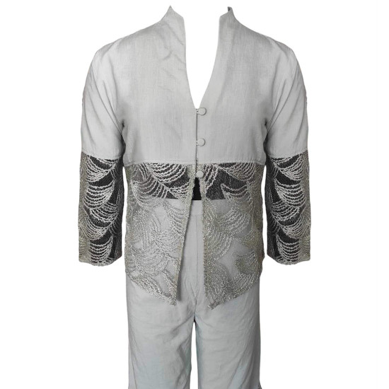 Silver & Grey Indo-Western Unique & Fancy Co-ord Set For Women