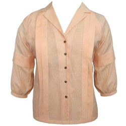The Linen Story - Peach Linen Shirt For Women, Summer Fits