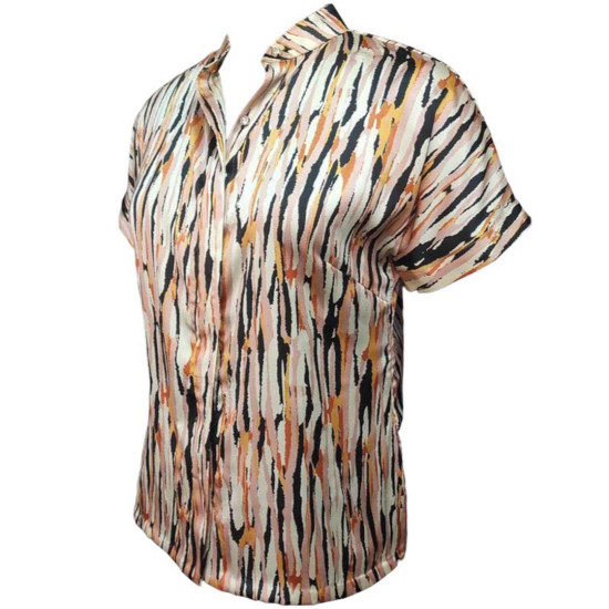 Roaring Stripes - Multicoloured Stripes Satin Shirt For Women, Summer Fits