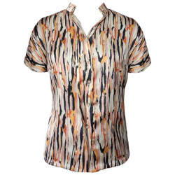 Multicoloured Stripes Satin Shirt For Women, Summer Fits