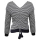 Blue & White Stripes Pullover Top For Women, Winter Fits