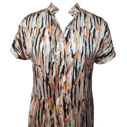 Multicoloured Stripes Satin Shirt For Women, Summer Fits