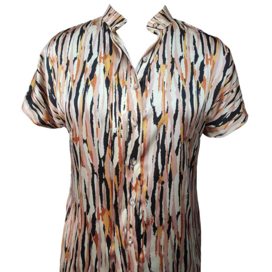 Roaring Stripes - Multicoloured Stripes Satin Shirt For Women, Summer Fits