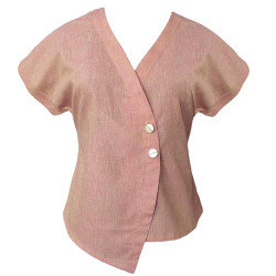 The Linen Story - Pastel Peachy Pink Linen Blouse For Women, Summer Fits