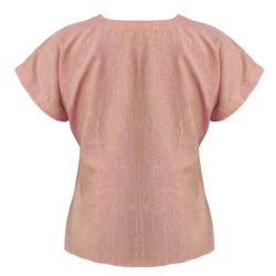 The Linen Story - Pastel Peachy Pink Linen Blouse For Women, Summer Fits