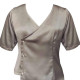 Grey Symphony - Overlapping Satin Blouse For Women, Summer Fits, Summer Tops For Women